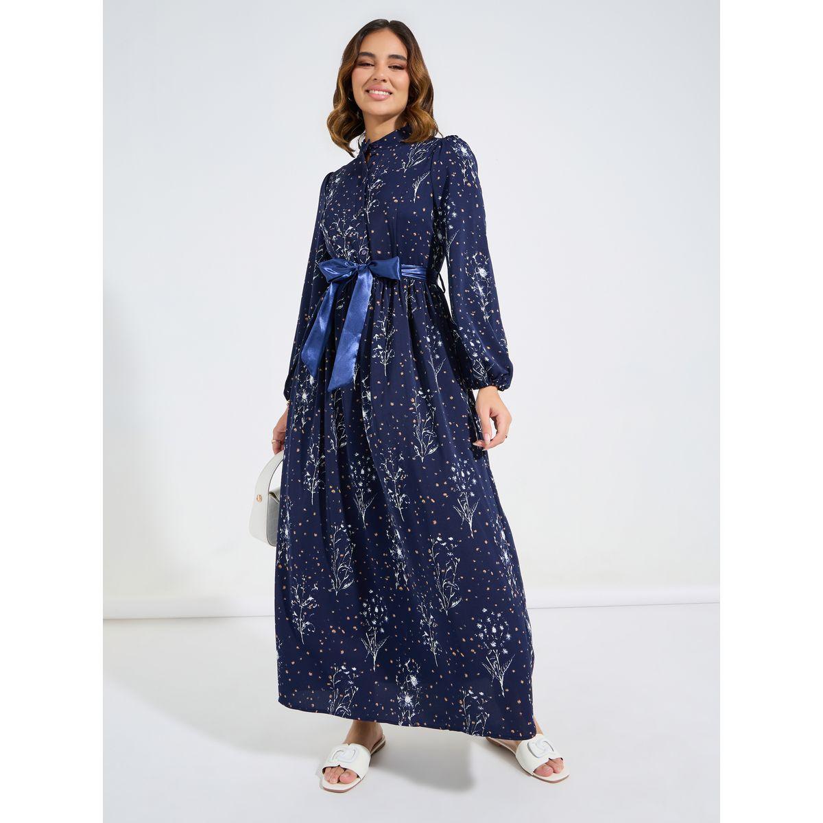 Styli AOP High Neck Maxi Dress with Tie-Belt-women-clothing-dresses-image-1