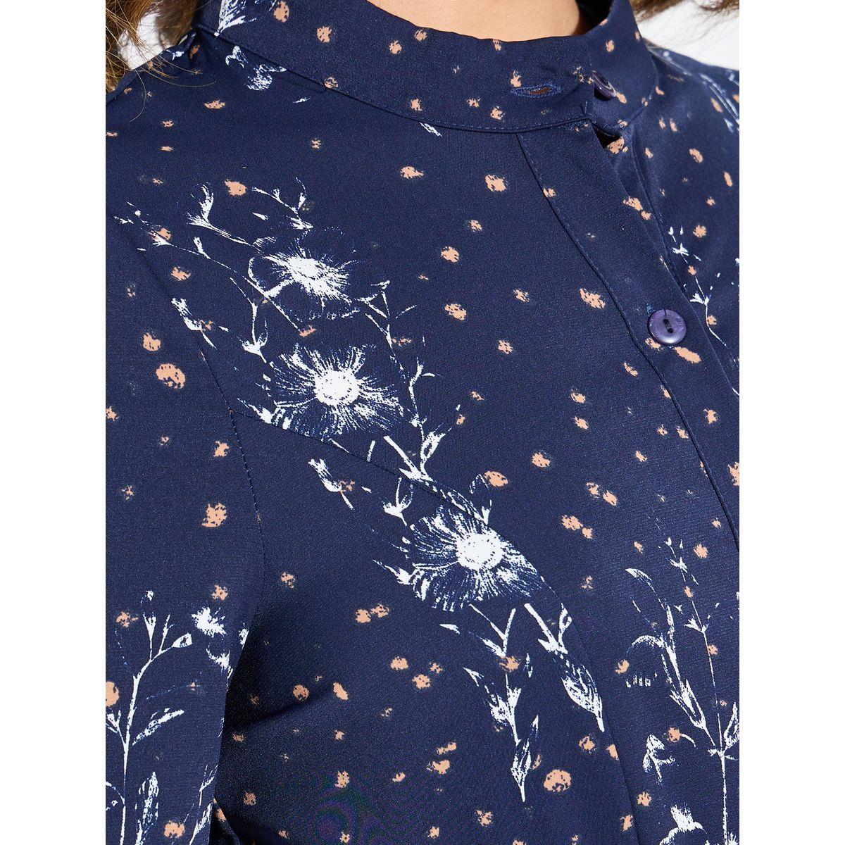 فستان طويل مطبع بالكامل مع ياقة عالية وحزام خصر-women-clothing-dresses-image-3