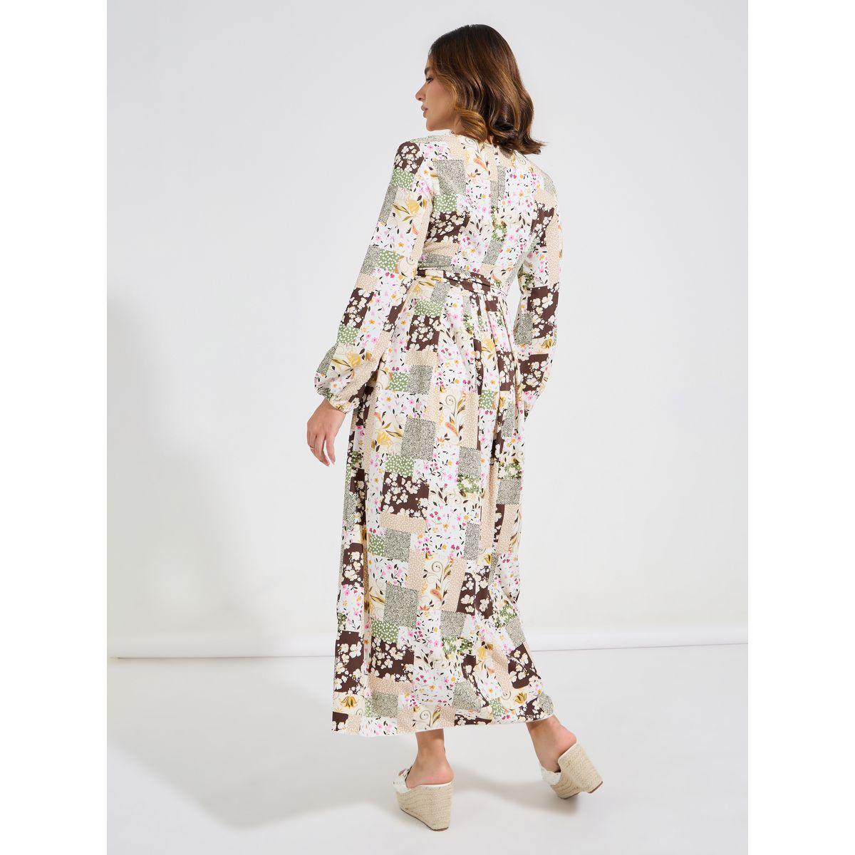 Styli Patchwork Print Long Sleeves Maxi Dress-women-clothing-dresses-image-6