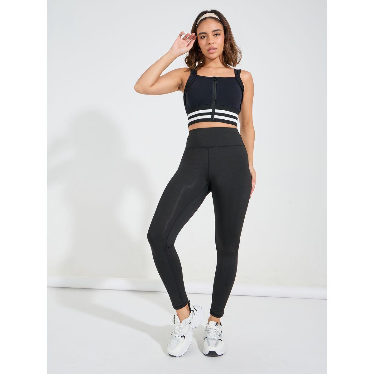 Styli Active Dual Stripe Broad Underband Front Zip Up Sports Bra-sports-women-clothing-sportsbras-image-2