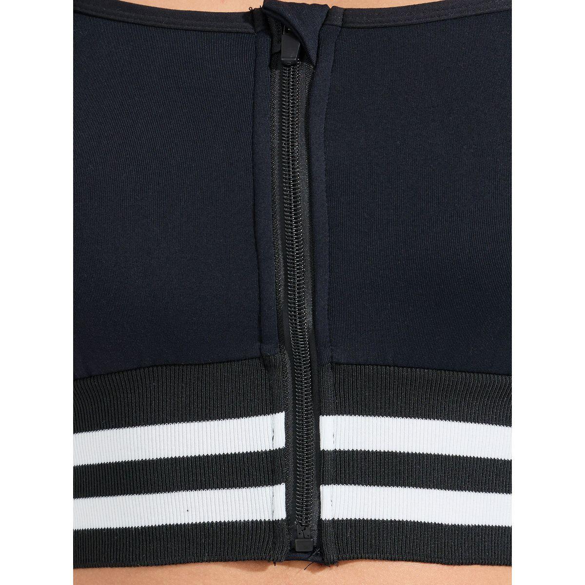 Styli Active Dual Stripe Broad Underband Front Zip Up Sports Bra-sports-women-clothing-sportsbras-image-3