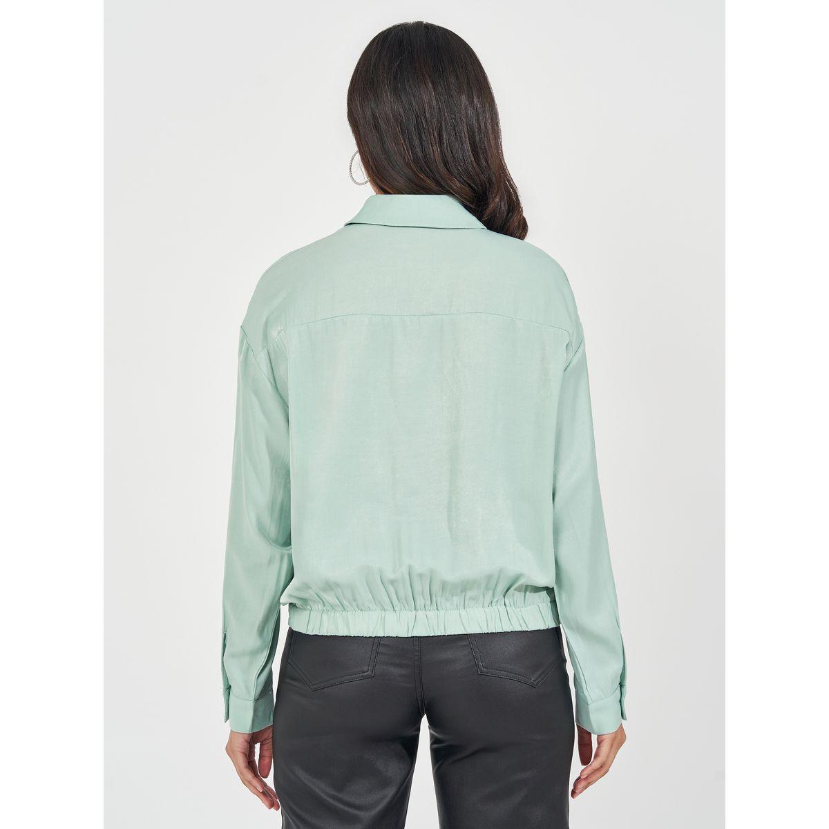 Styli Solid Elasticated Hem Relaxed Fit Blouson Shirt-women-clothing-shirtsandblouses-shirts-image-4