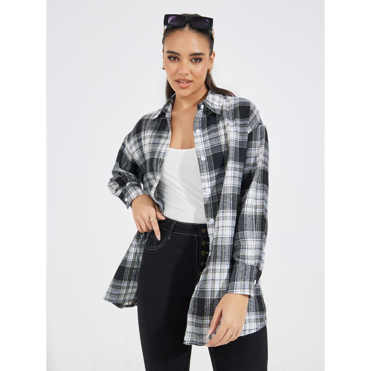 Styli Oversized Check Longline Shirt-women-clothing-shirtsandblouses-shirts-image-1
