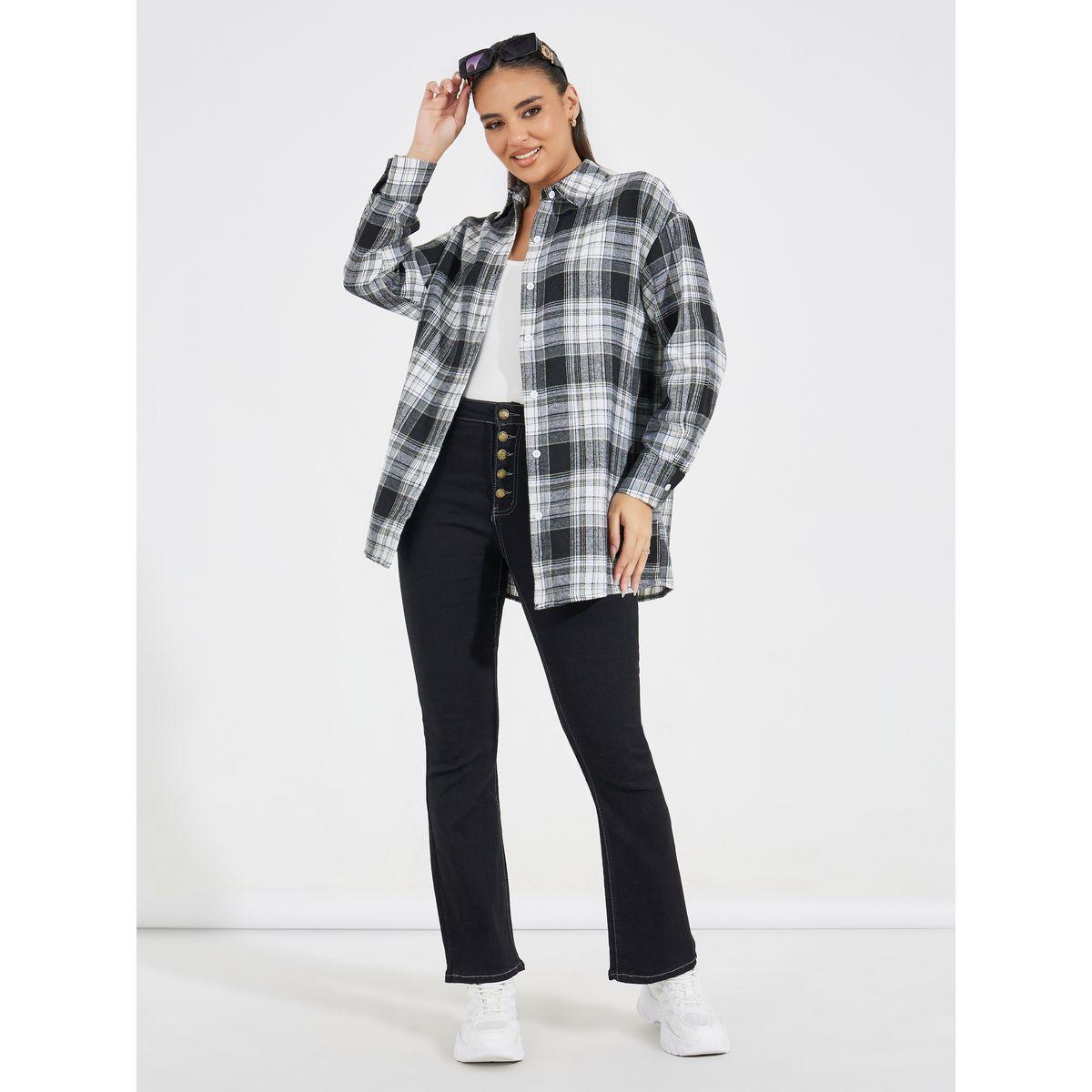 Styli Oversized Check Longline Shirt-women-clothing-shirtsandblouses-shirts-image-2