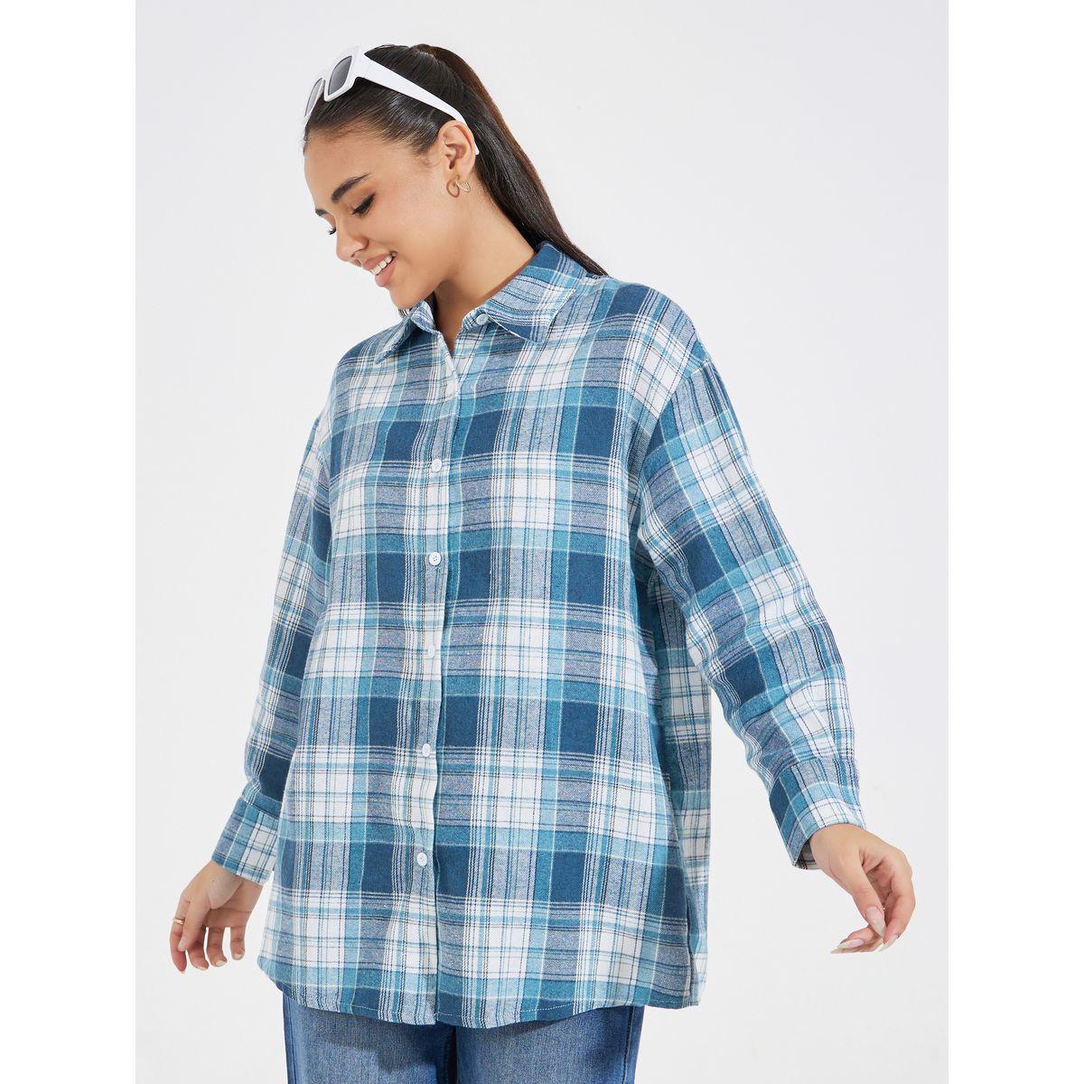 بلوزة فضفاضة مطبعة بنمط مربعات-women-clothing-shirtsandblouses-shirts-image-3