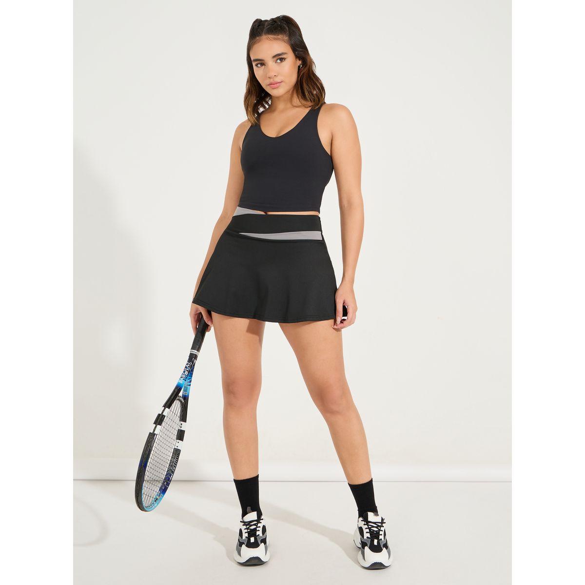 Styli Active Single Stroke Color Waist Tennis Skorts-women-clothing-sportswearandactivewear-bottoms-image-1