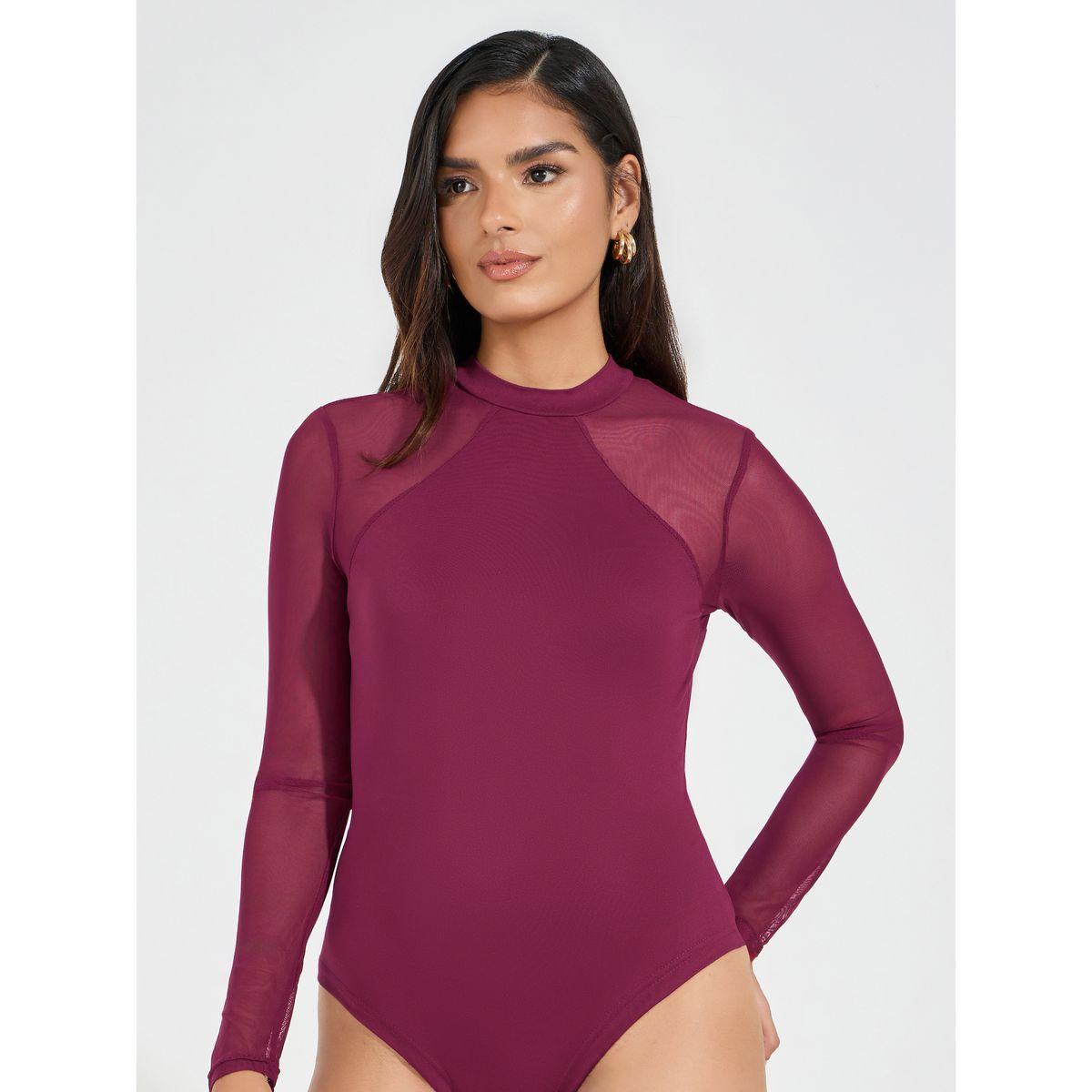 بودي سوت محبوك مع أكمام بتفاصيل شبكية-women-clothing-shirtsandblouses-blouses-image-1