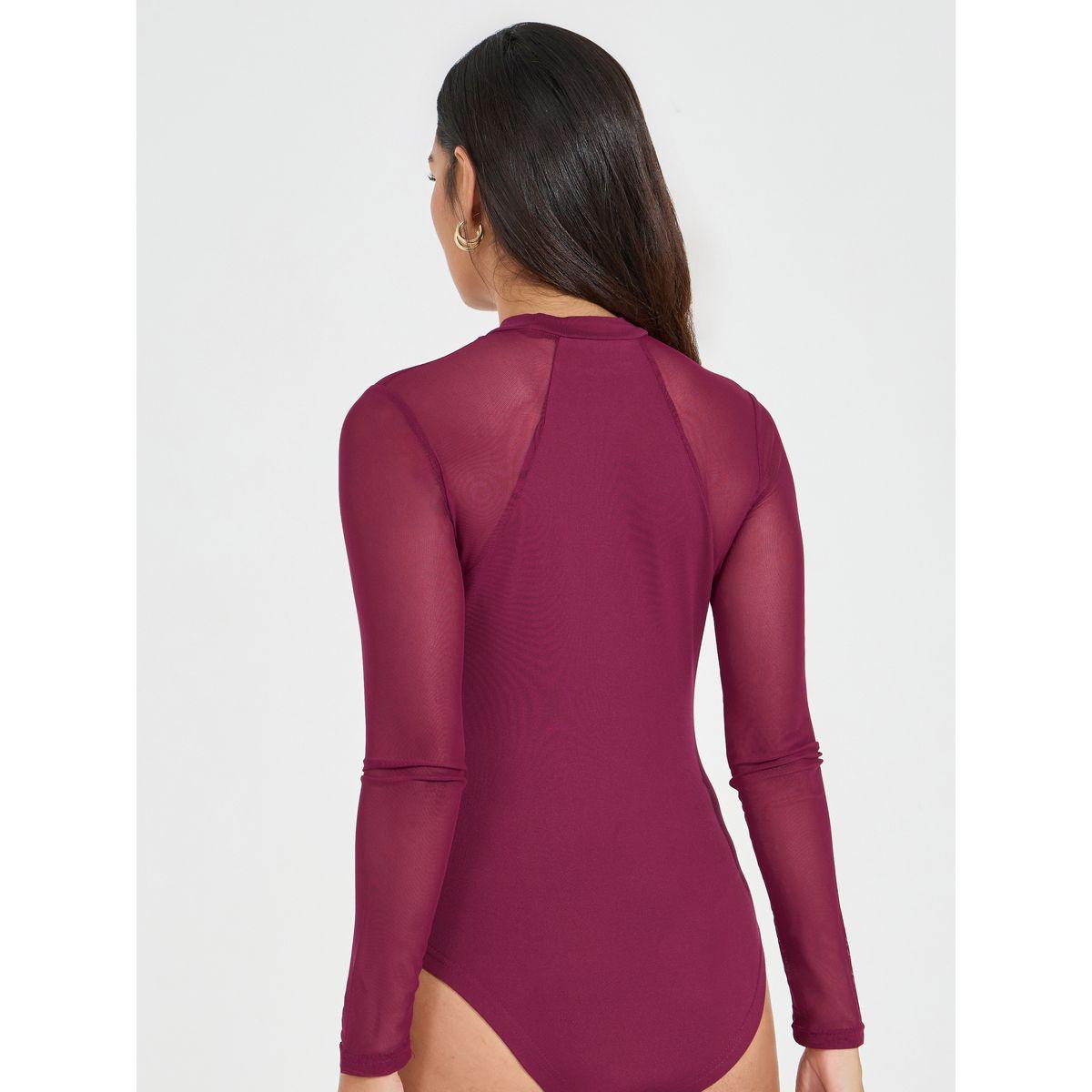 بودي سوت محبوك مع أكمام بتفاصيل شبكية-women-clothing-shirtsandblouses-blouses-image-5