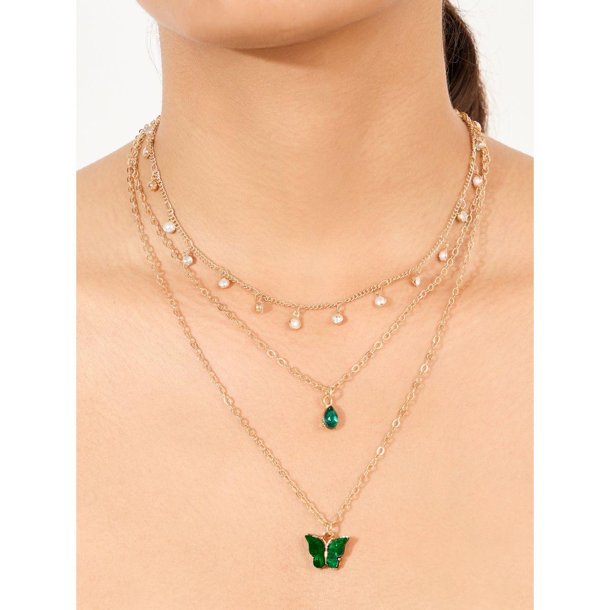 عقد بطبقات مزين بقلادة على شكل فراشة-women-watchesandjewellery-jewellery-necklacesandpendants-image-1
