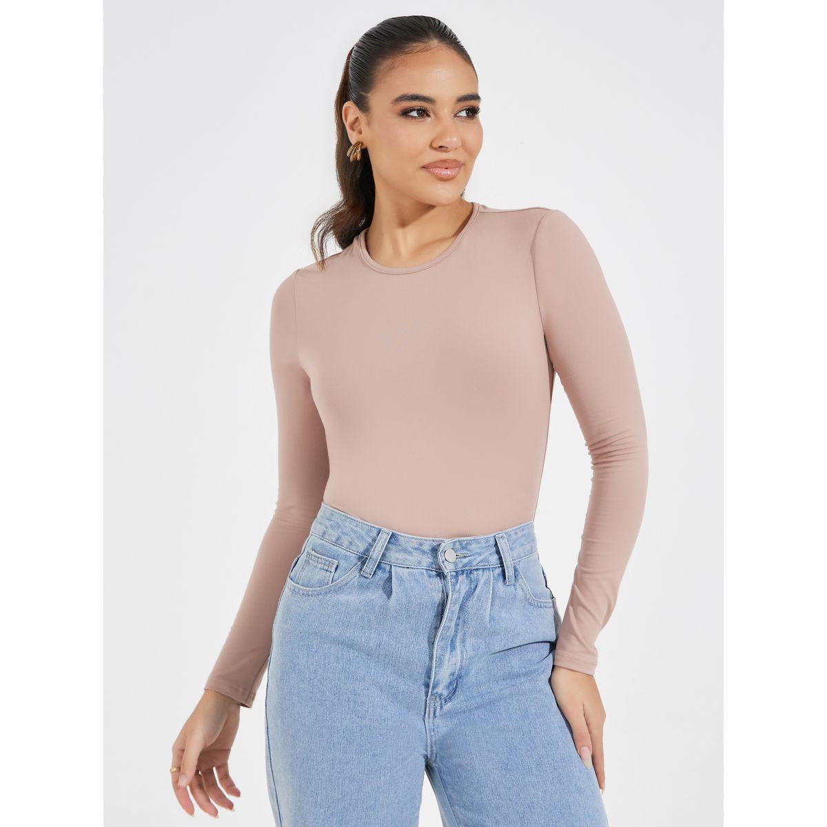Styli Solid Round Neck Knit Bodysuit-women-clothing-shirtsandblouses-blouses-image-3