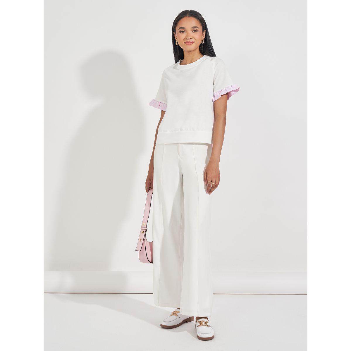 Styli Striped Panel Blouse with Back Button Detail-women-clothing-shirtsandblouses-blouses-image-2