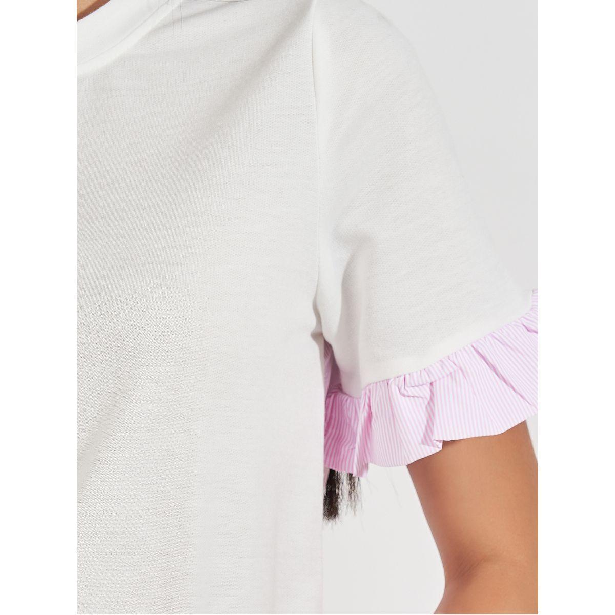 Styli Striped Panel Blouse with Back Button Detail-women-clothing-shirtsandblouses-blouses-image-3