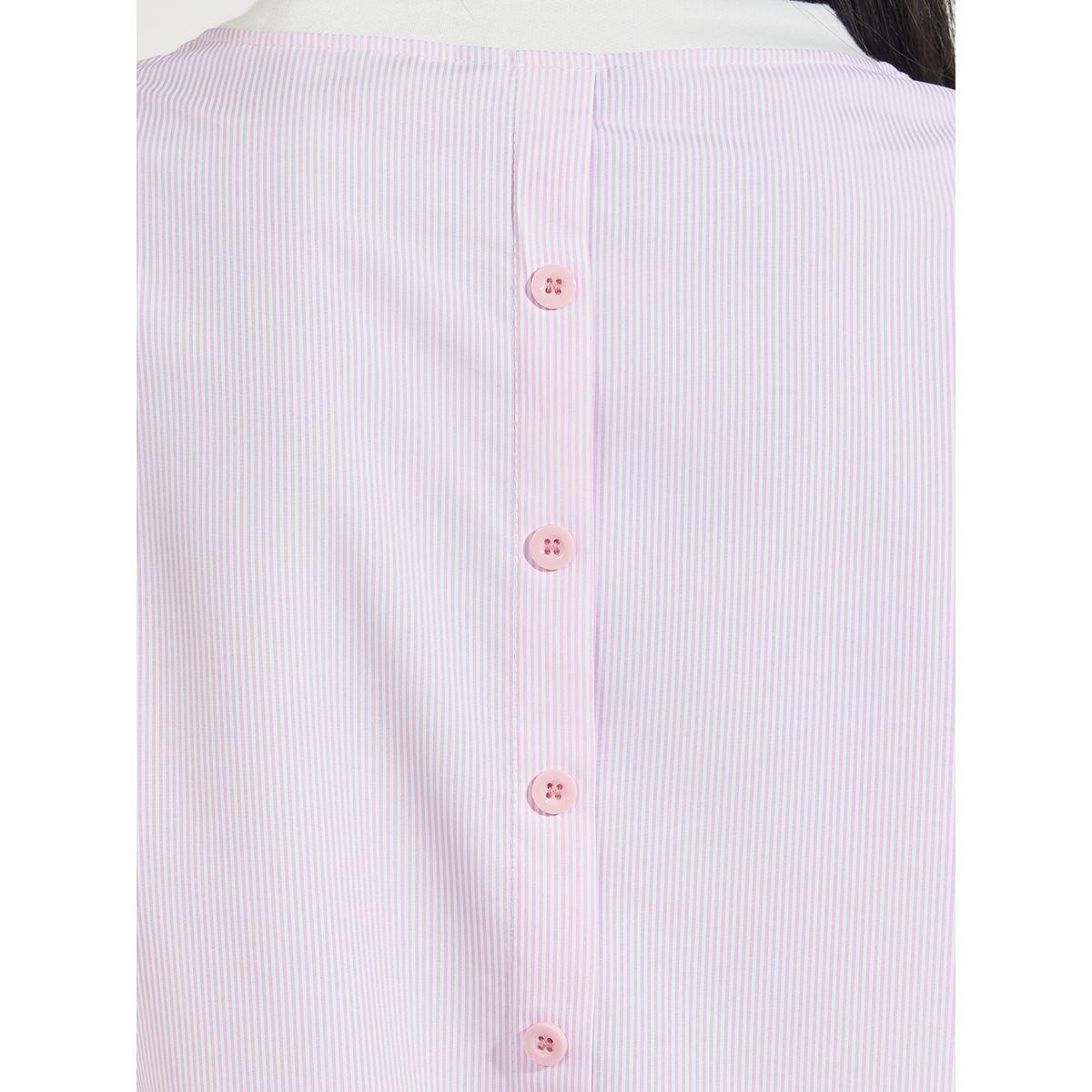 Styli Striped Panel Blouse with Back Button Detail-women-clothing-shirtsandblouses-blouses-image-5