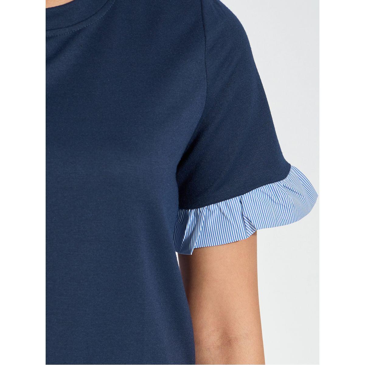 Styli Striped Paneled Blouse with Back Button Detail-women-clothing-shirtsandblouses-blouses-image-4