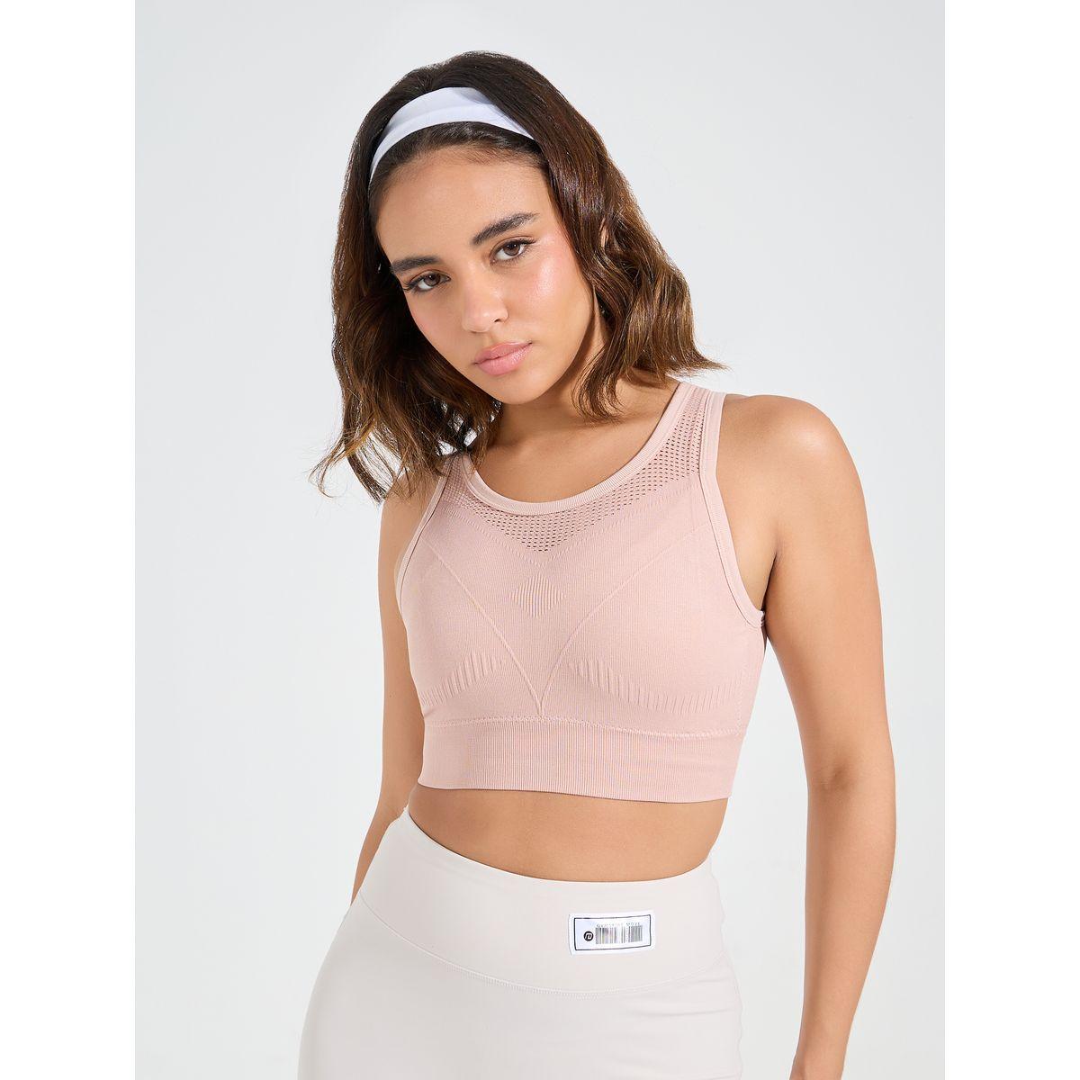 Styli Active Tonal Textured Open Mesh High Back Detail Sports Bra-women-clothing-sportswearandactivewear-sportsbras-image-3