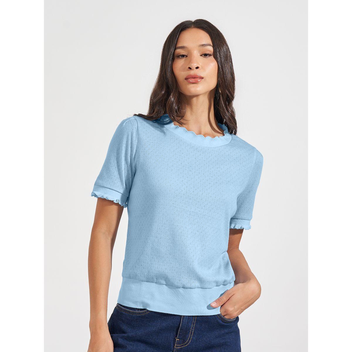 بلوزة محبوكة مع حافة بنمط خس-women-clothing-tshirts-image-1