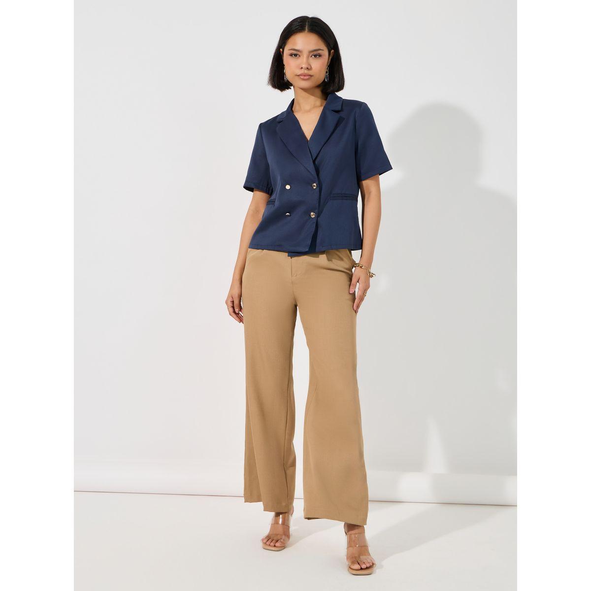 Styli Notch Lapel Collar Blazer Look Top with Button Detail-women-clothing-shirtsandblouses-blouses-image-2