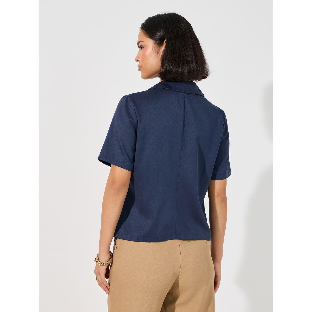 Styli Notch Lapel Collar Blazer Look Top with Button Detail-women-clothing-shirtsandblouses-blouses-image-4