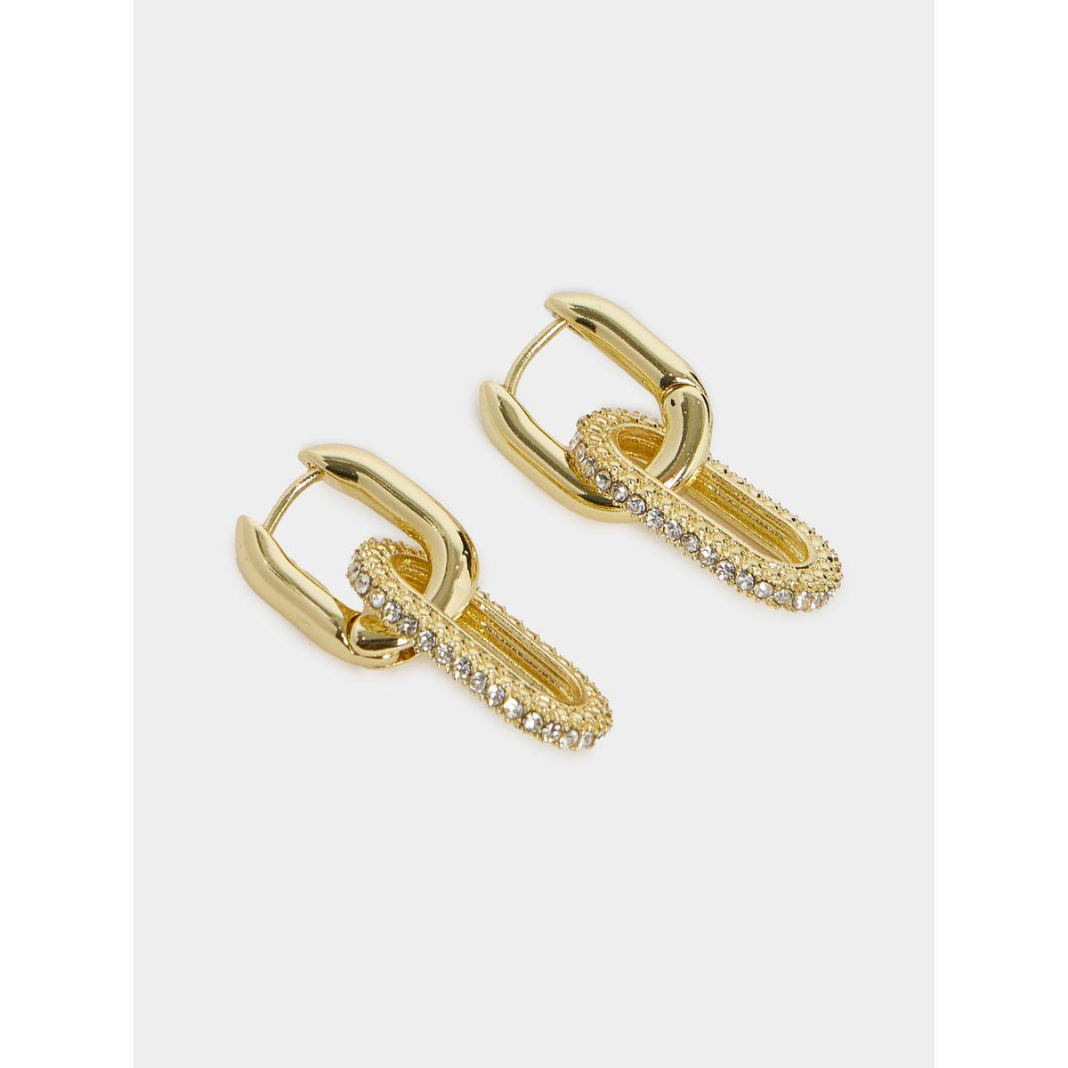 Styli Embellished Huggie Earrings-women-watchesandjewellery-jewellery-earrings-image-1