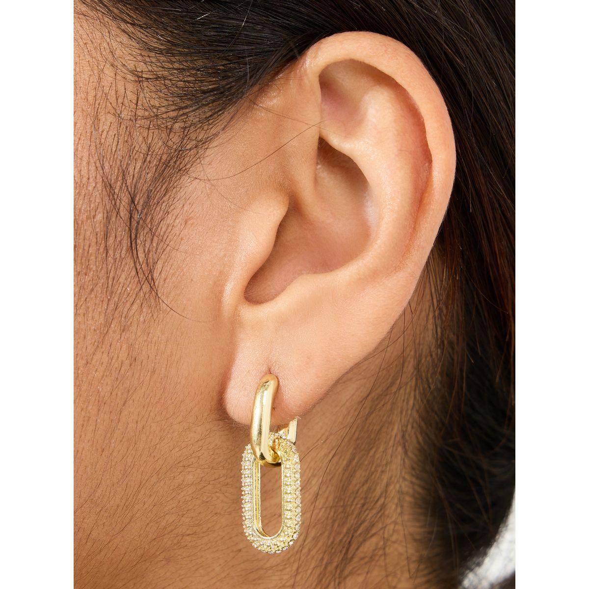Styli Embellished Huggie Earrings-women-watchesandjewellery-jewellery-earrings-image-2