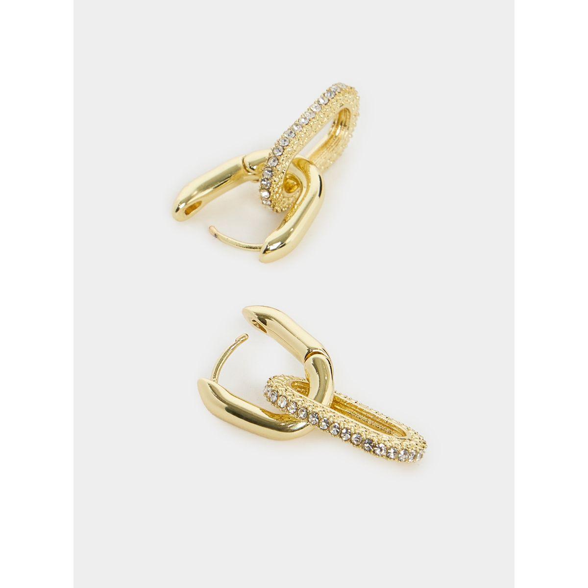 Styli Embellished Huggie Earrings-women-watchesandjewellery-jewellery-earrings-image-3