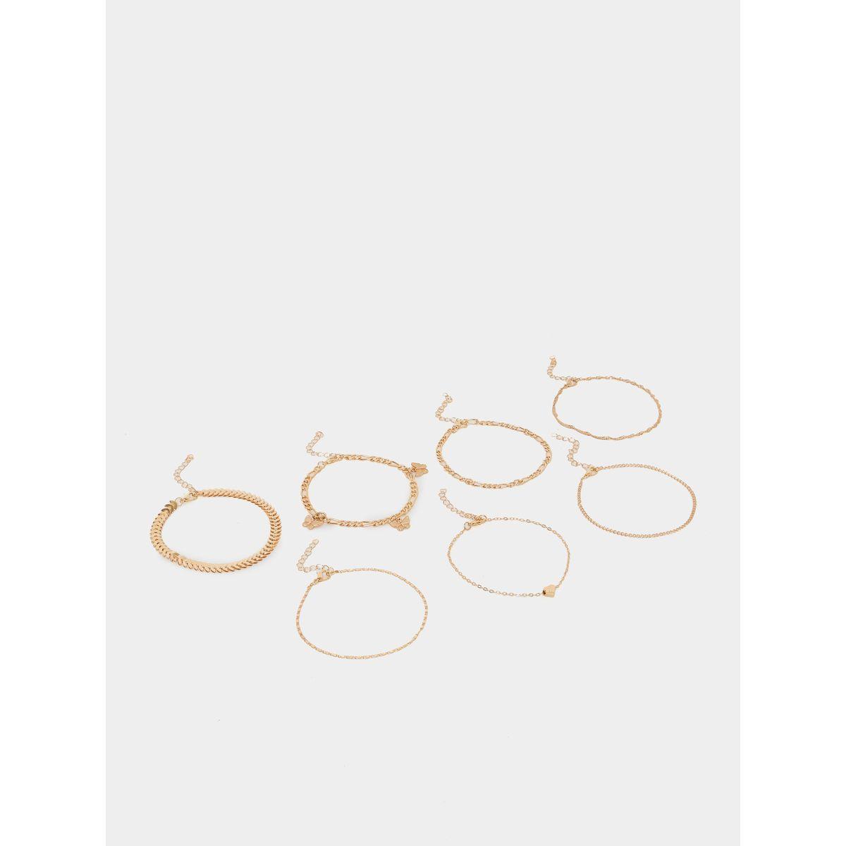 مجموعة من 7 خلاخيل متدلية بفراشات-women-watchesandjewellery-jewellery-anklets-image-1