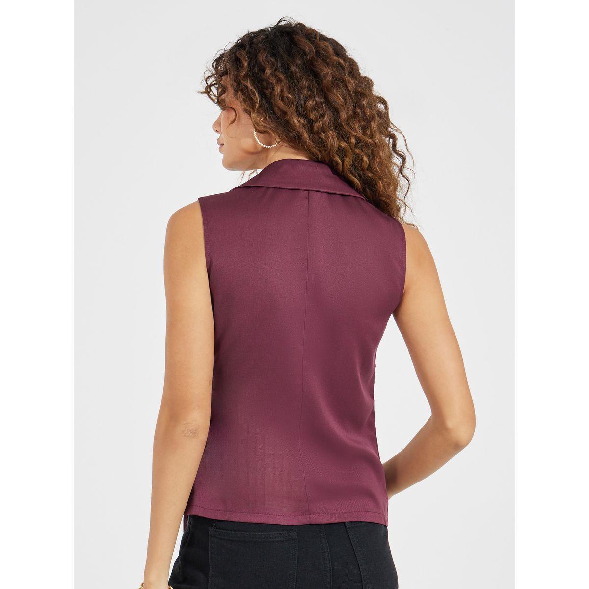 Styli Notch Lapel Wrap Top with Tie Detail-women-clothing-shirtsandblouses-blouses-image-4