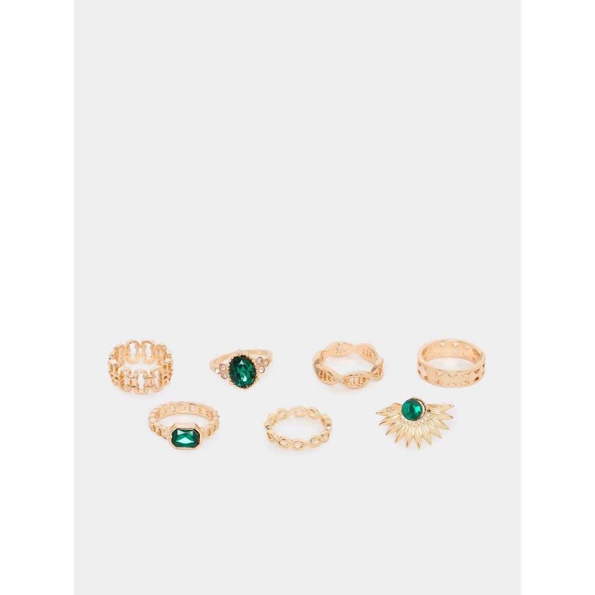 مجموعة من 7 خواتم مزينة بأحجار كريمة-women-watchesandjewellery-jewellery-rings-image-1