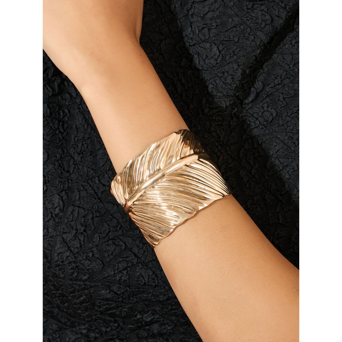 Styli Leaf Design Cuff Bracelet-women-watchesandjewellery-jewellery-banglesandbracelets-image-1