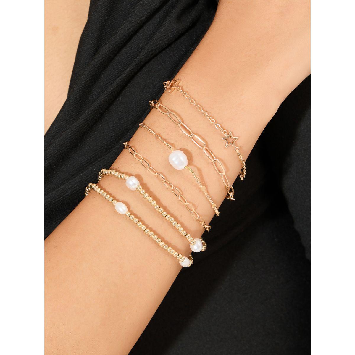 Styli Set of 6- Faux Pearl Accent Bracelets-women-watchesandjewellery-jewellery-banglesandbracelets-image-1