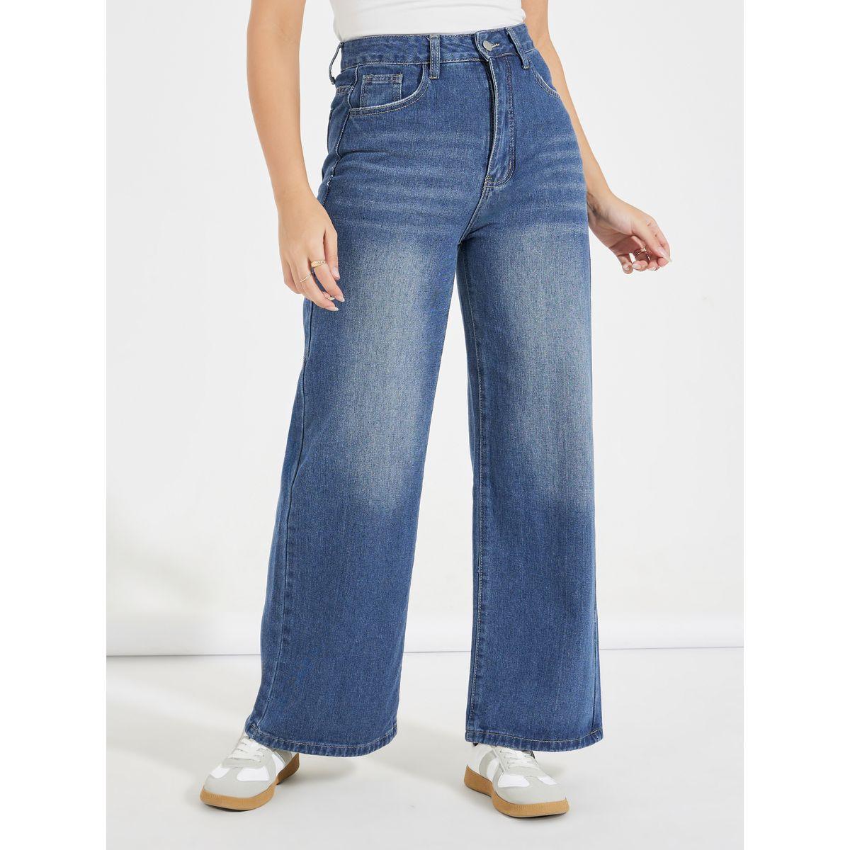 Styli High Rise Faded Panel Wide Leg Jeans-women-clothing-bottoms-jeans-image-2