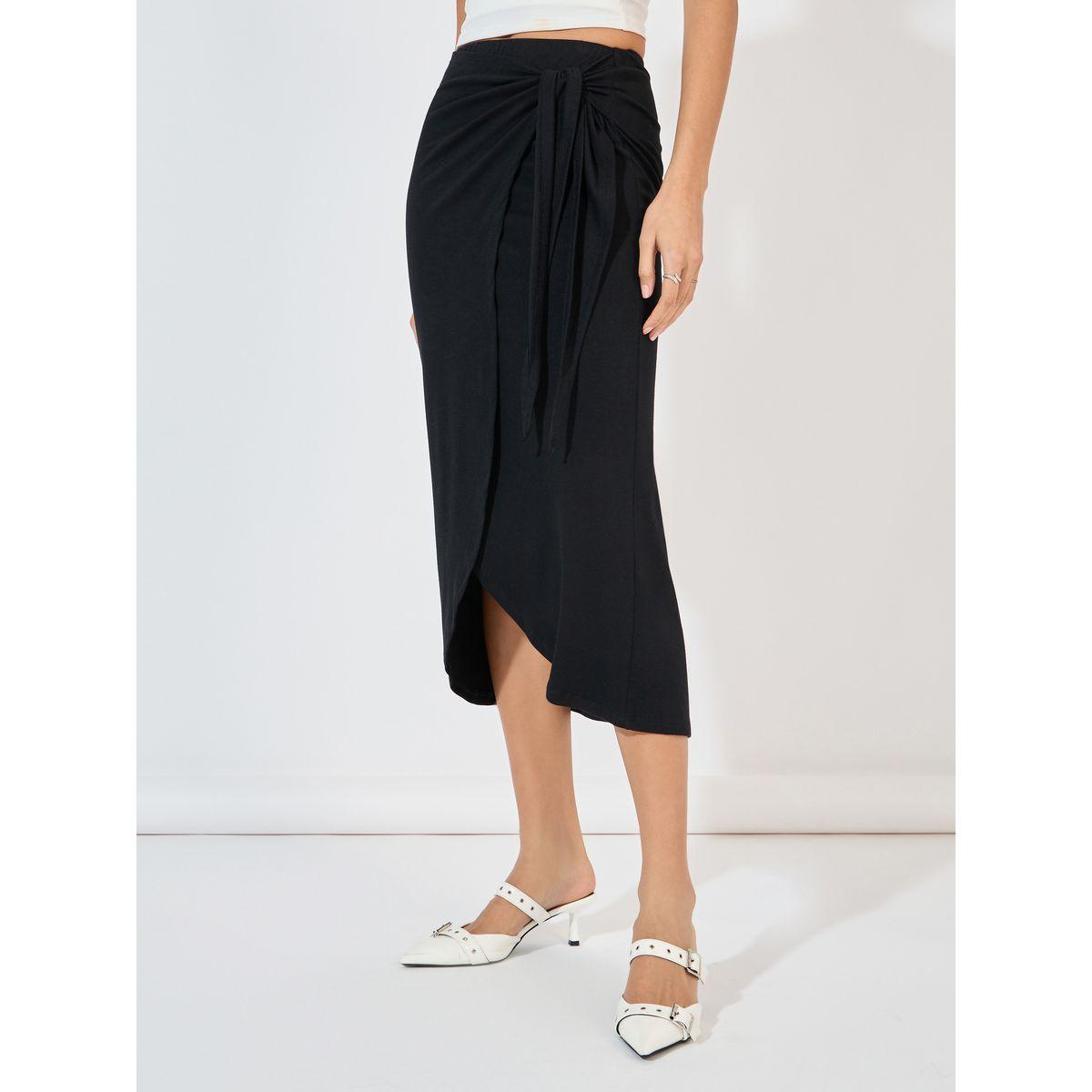 Styli Solid Wrap Midi Skirt with Tie-Up-women-clothing-bottoms-skirts-image-2