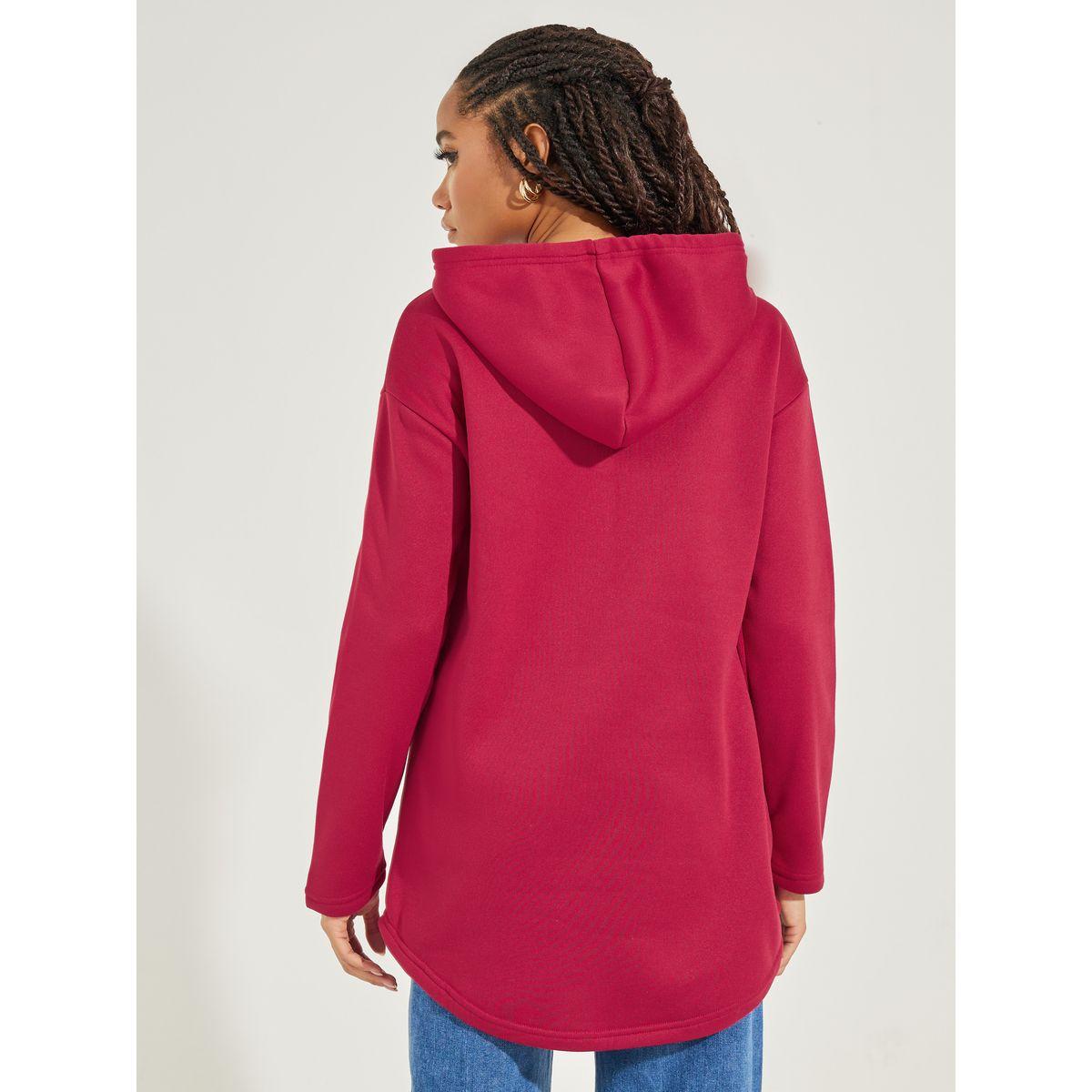 Styli Solid Kangaroo Pocket Solid Longline Hoodie-women-winterwear-hoodiesandsweatshirts-hoodies-image-4
