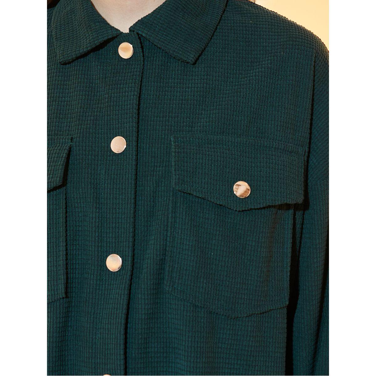 Styli Oversized Corduroy Jacket with Flap Pockets-women-winterwear-coatsandjackets-jackets-image-3