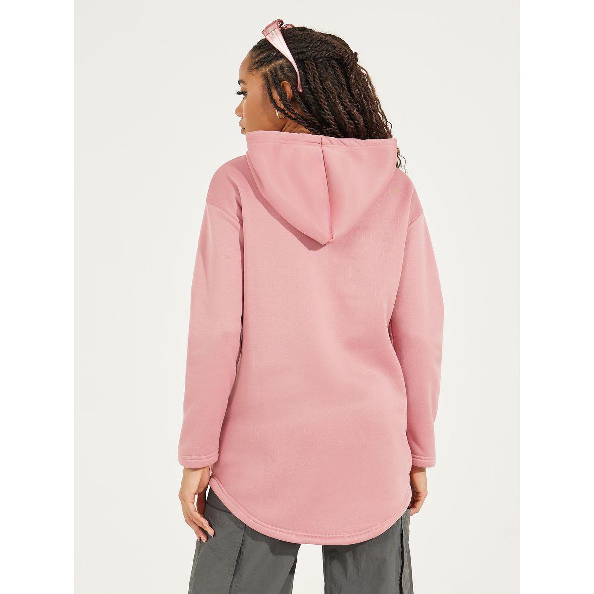 Styli Curved Hem Longline Hoodie with Kangaroo Pocket-women-clothing-hoodiesandsweatshirts-hoodies-image-4