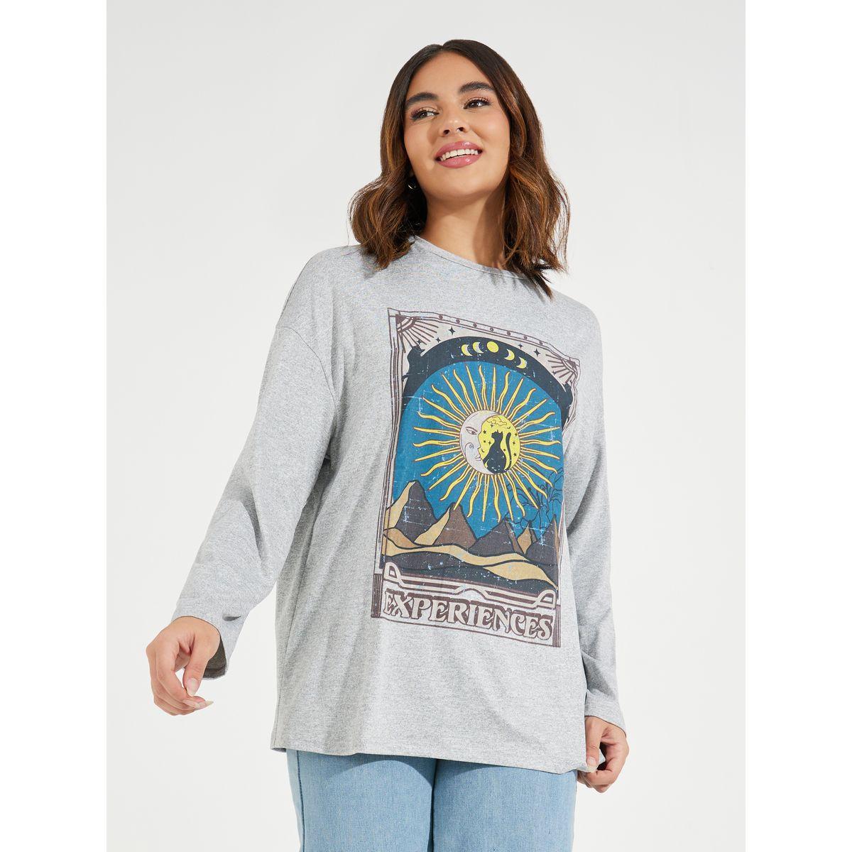 Styli Graphic Print Oversized Sweatshirt with Dropped Shoulder-women-winterwear-hoodiesandsweatshirts-sweatshirts-image-2