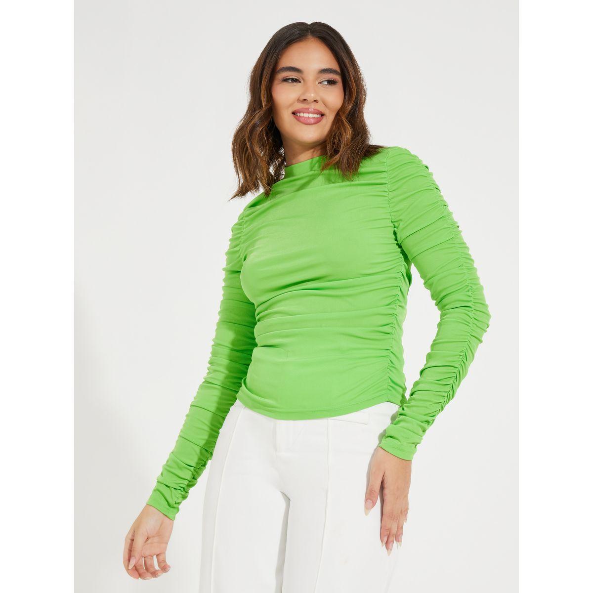 Styli Fitted High Neck Gathered T-Shirt-women-clothing-tshirts-image-1