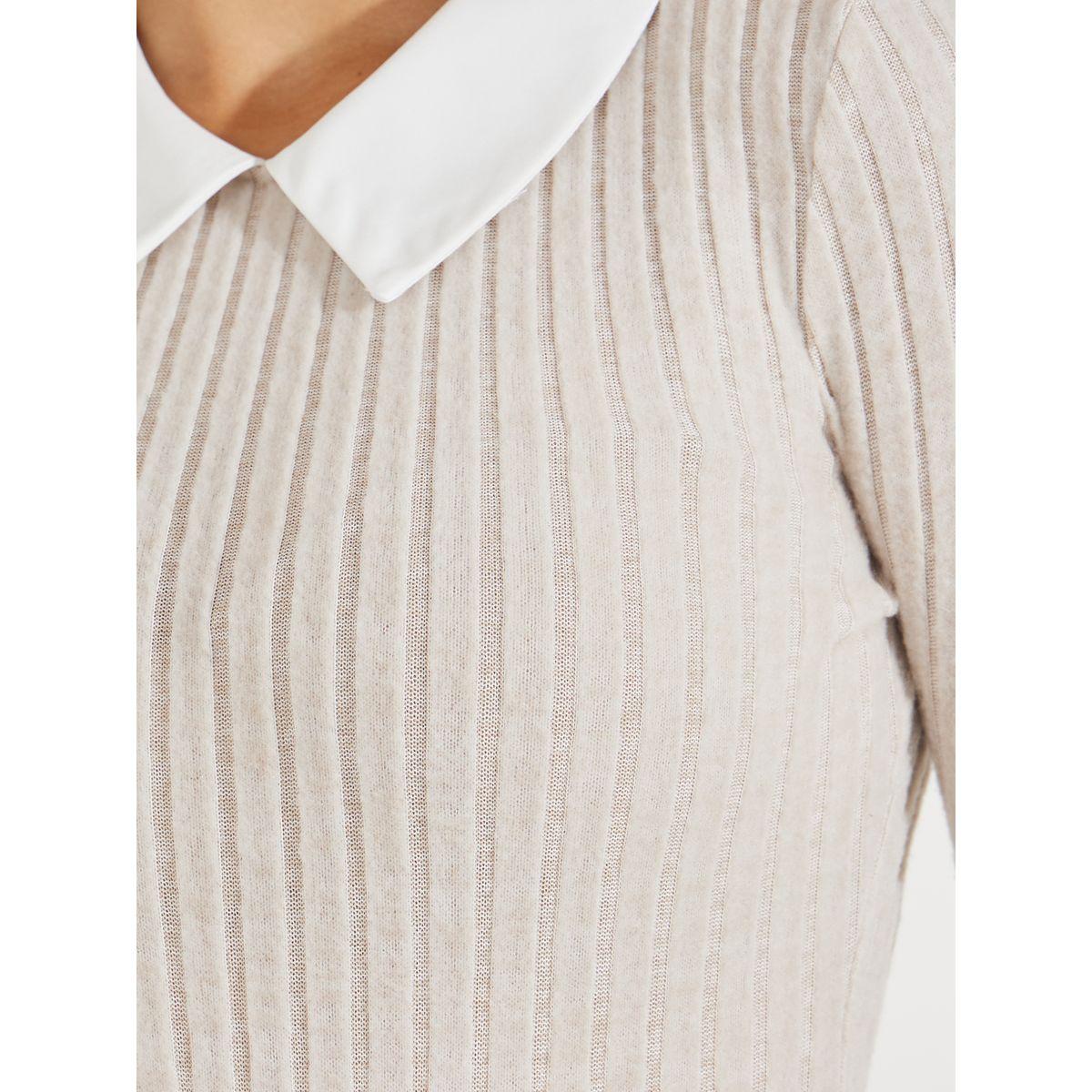 Styli Rib Knit Bodysuit with Contrast Collar-women-clothing-tshirts-image-4