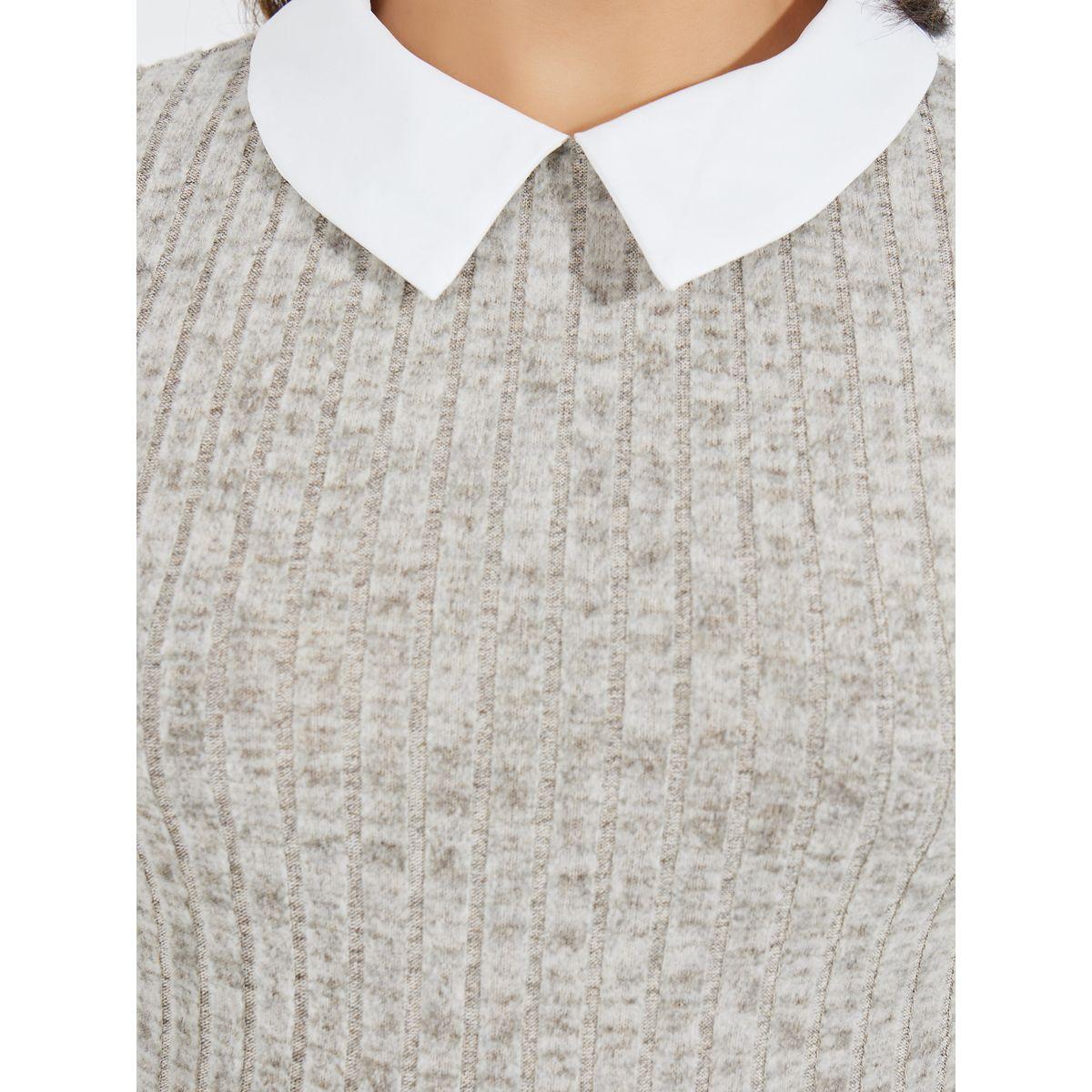 Styli Rib Knit Bodysuit with Contrast Collar-women-clothing-tshirts-image-4