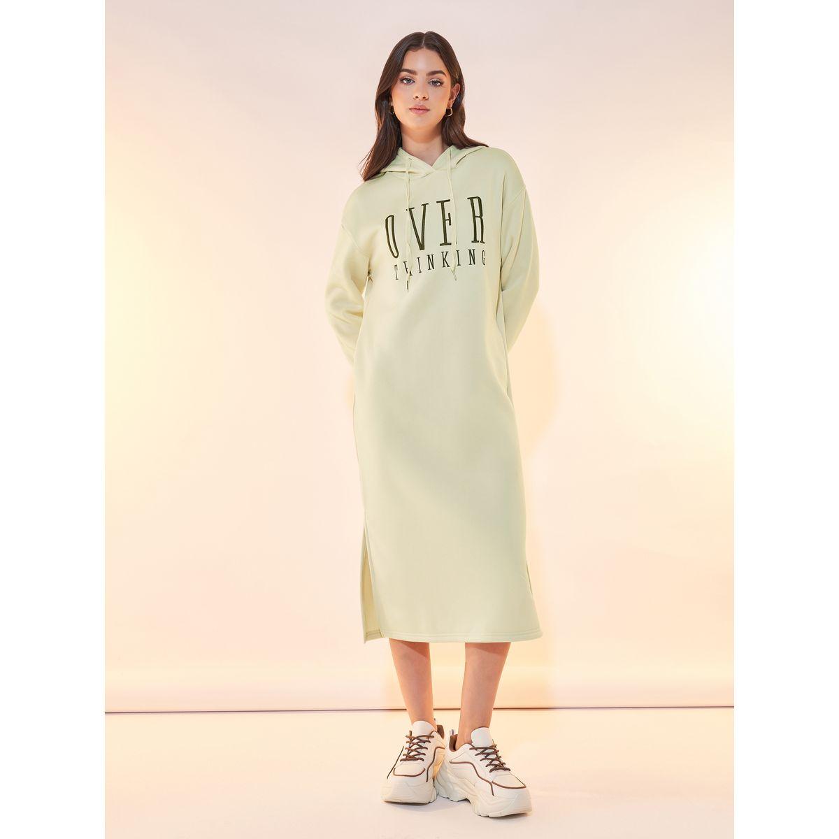 Styli Text Print Hooded Midi Dress with Drawstring-women-clothing-dresses-image-4