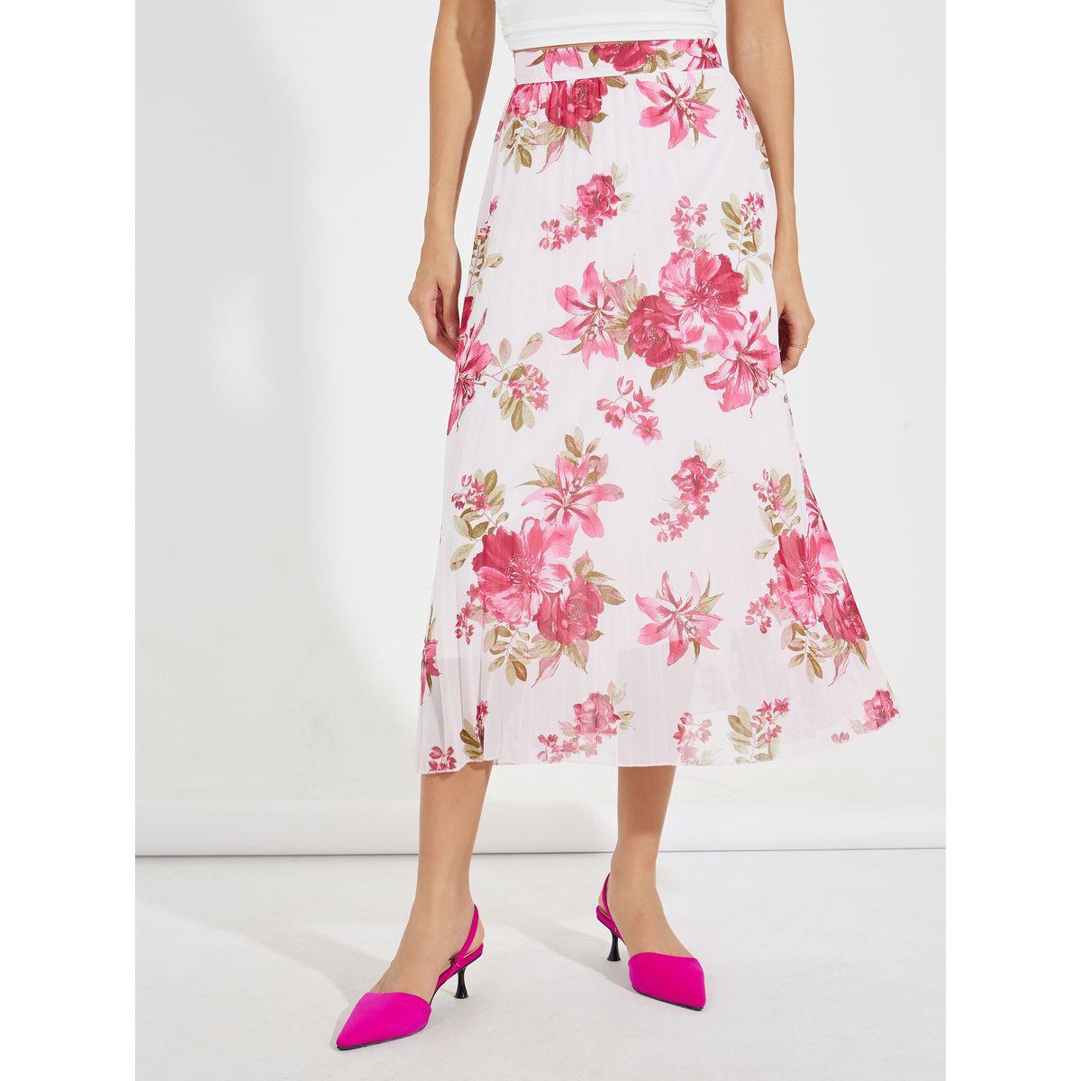 تنورة ميدي بكسرات وطبعة زهور-women-clothing-bottoms-skirts-image-2