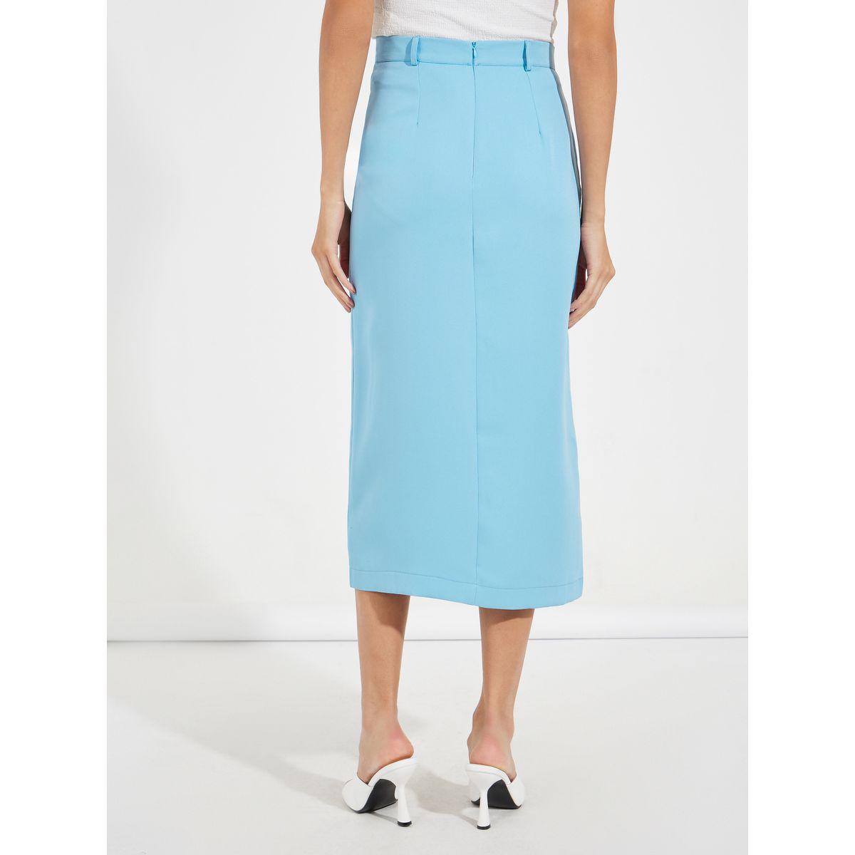 تنورة ميدي مزينة بأزرار مع فتحات حزام-women-clothing-skirts-image-4