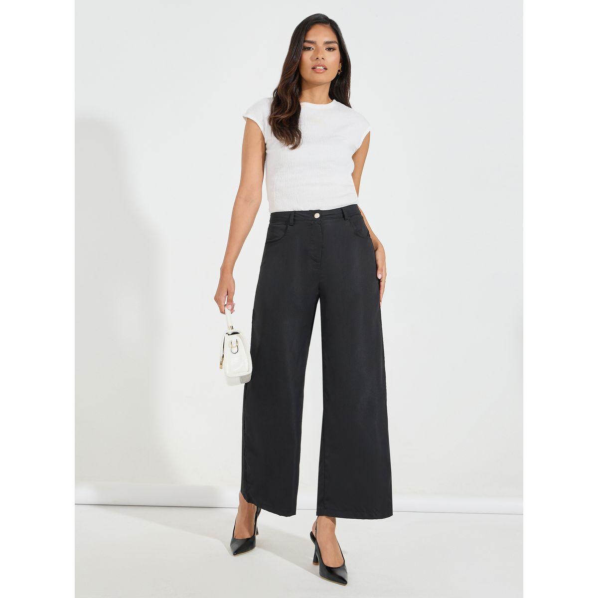 Styli Solid Wide Leg Full Length Pants-women-clothing-bottoms-trousers-image-1