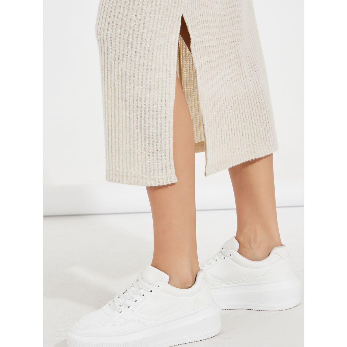 Styli Rib Knit Bodycon Midi Skirt with Side Slit-women-clothing-bottoms-skirts-image-4