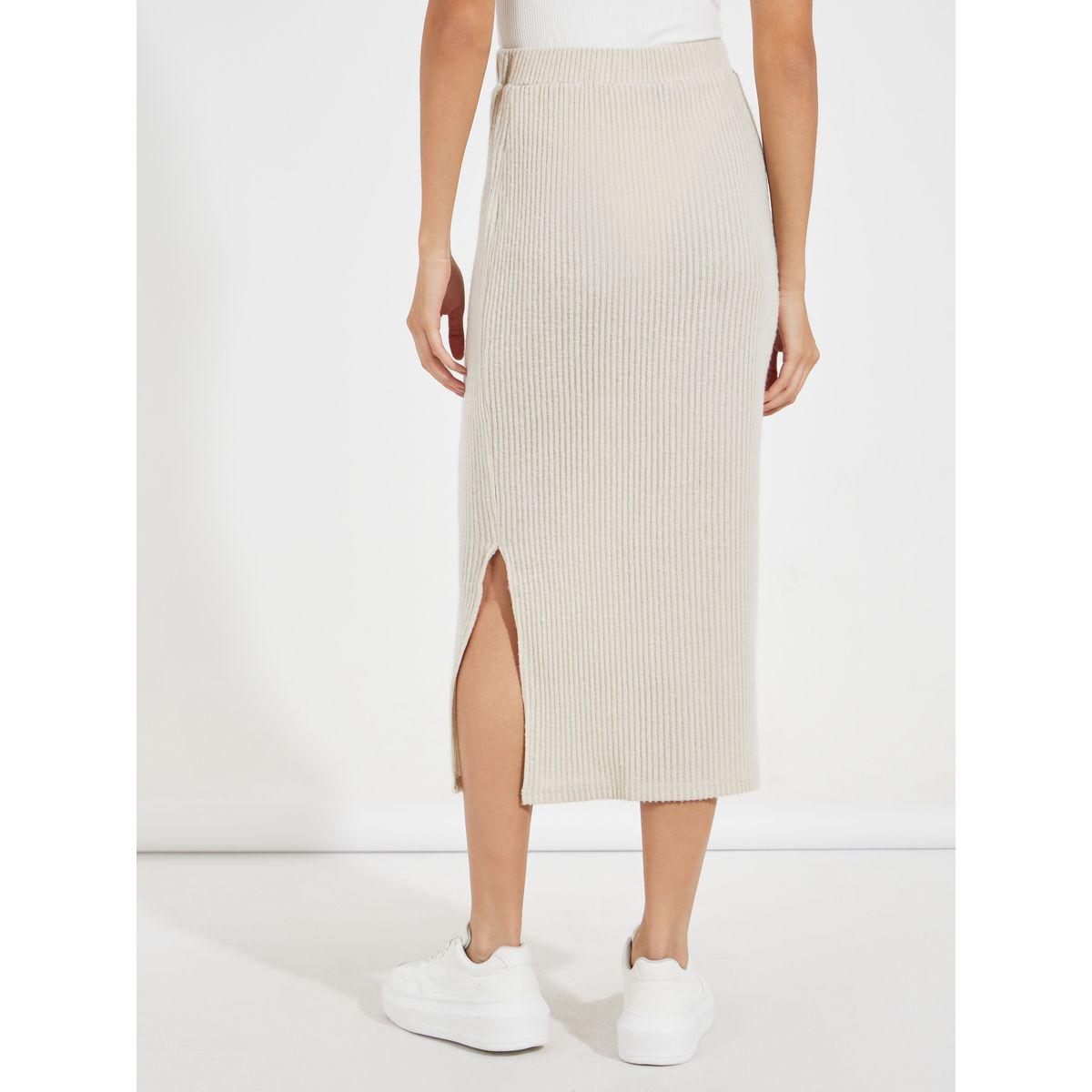 Styli Rib Knit Bodycon Midi Skirt with Side Slit-women-clothing-bottoms-skirts-image-5