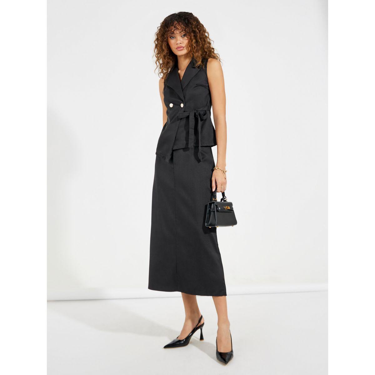 Styli Tailored Twill Midi Skirt with Back Slit-women-clothing-bottoms-skirts-image-1