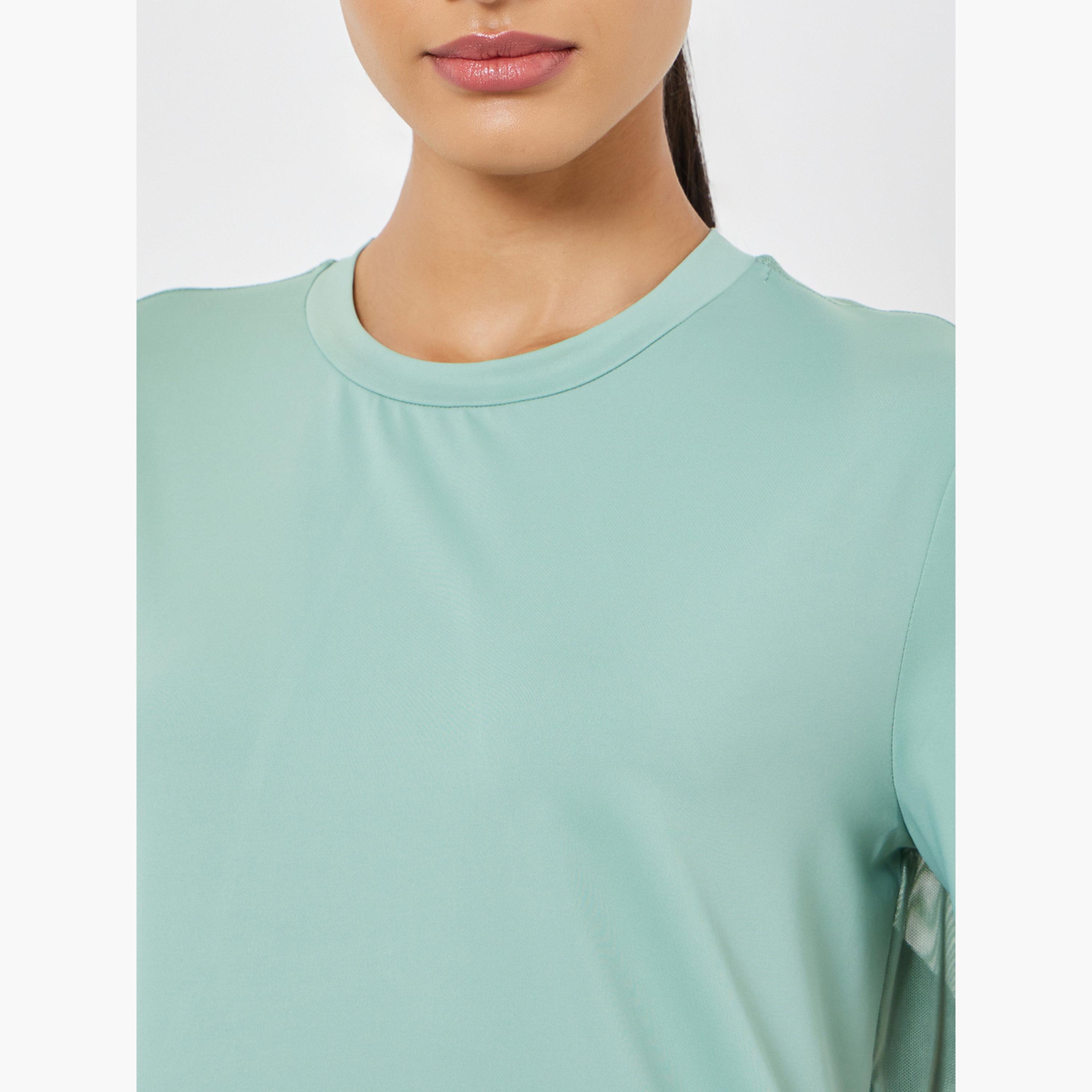 Styli Back Mesh and Seam Detail Top-women-clothing-tshirts-image-3