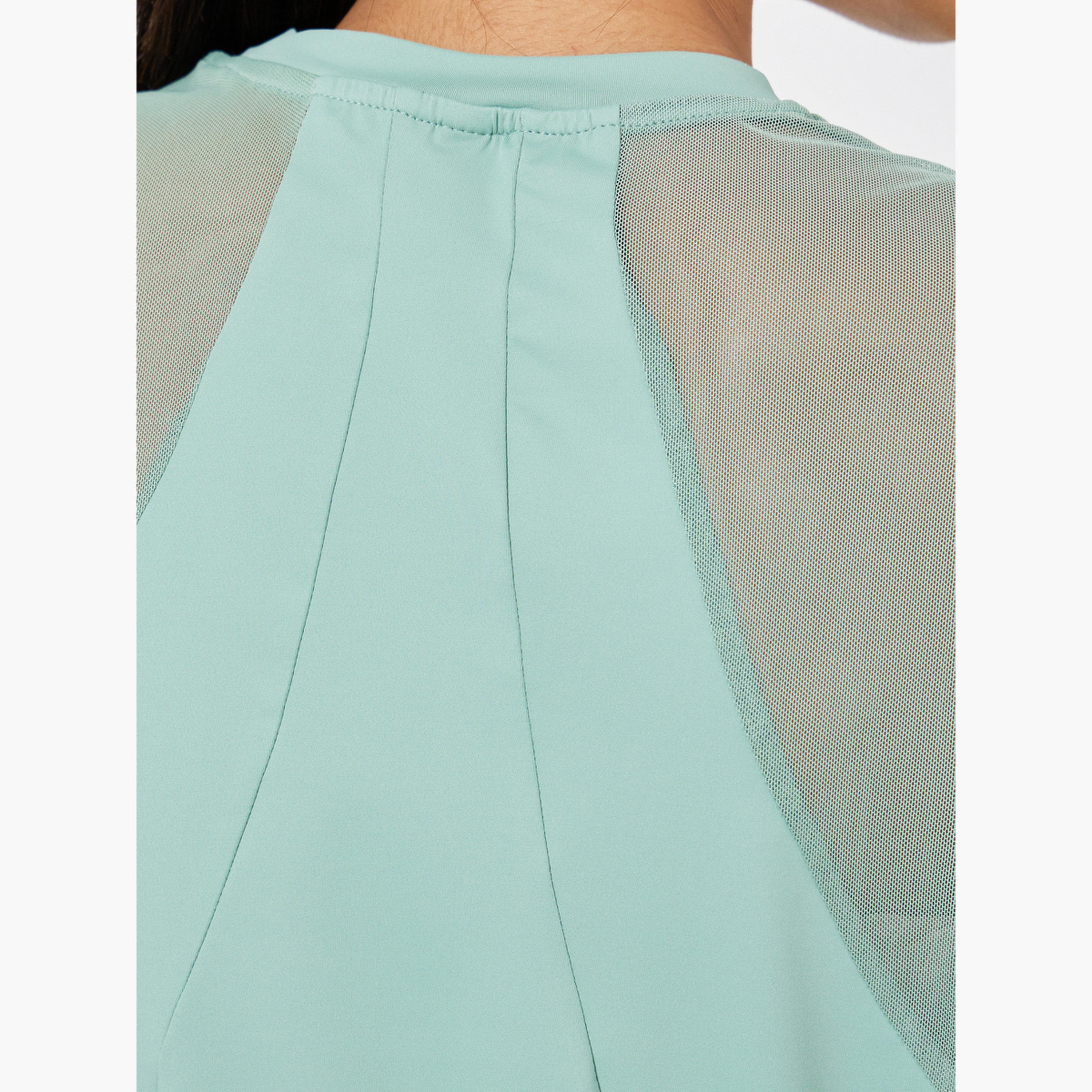 Styli Back Mesh and Seam Detail Top-women-clothing-tshirts-image-4