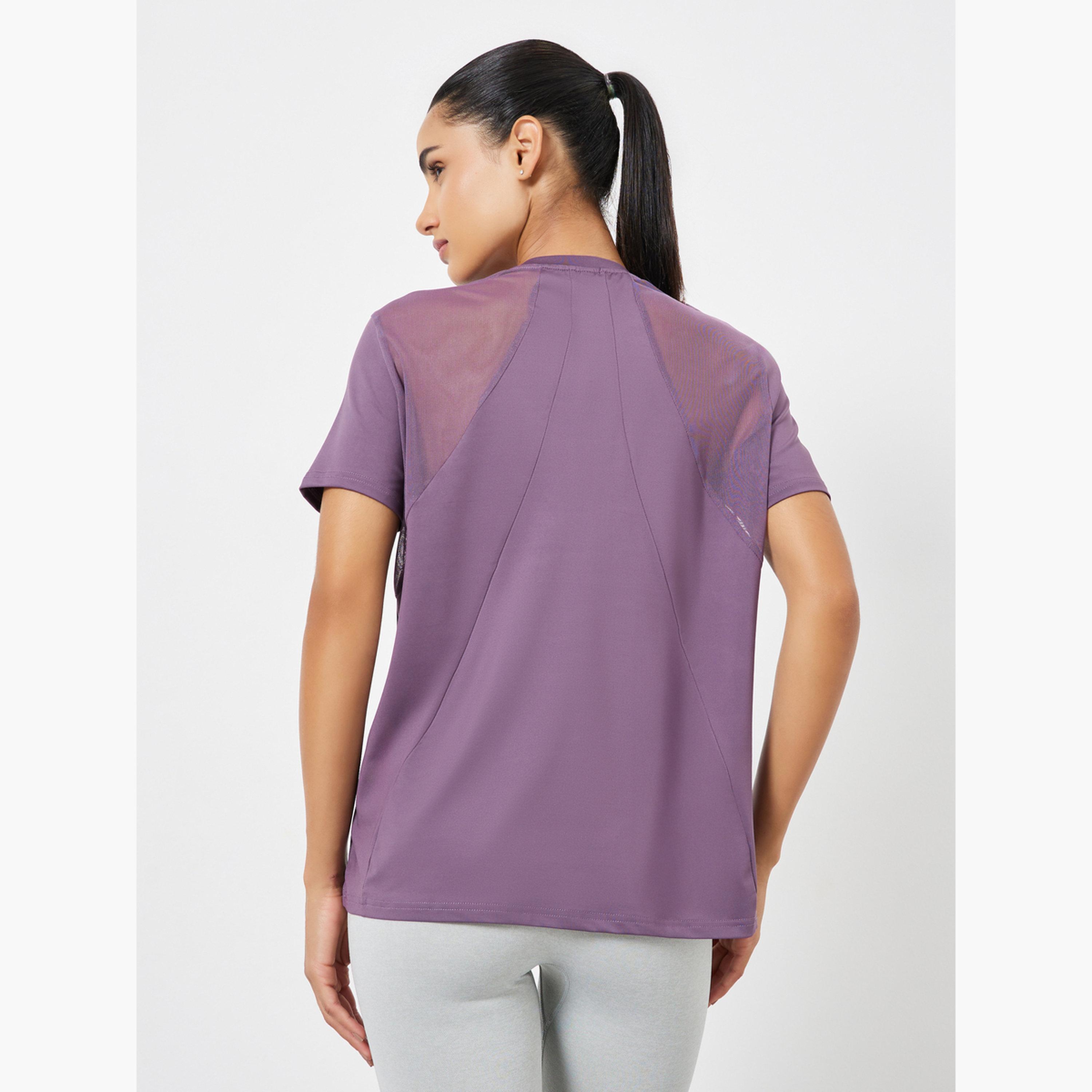 Styli Back Mesh and Seam Detail Top-women-clothing-tshirts-image-3