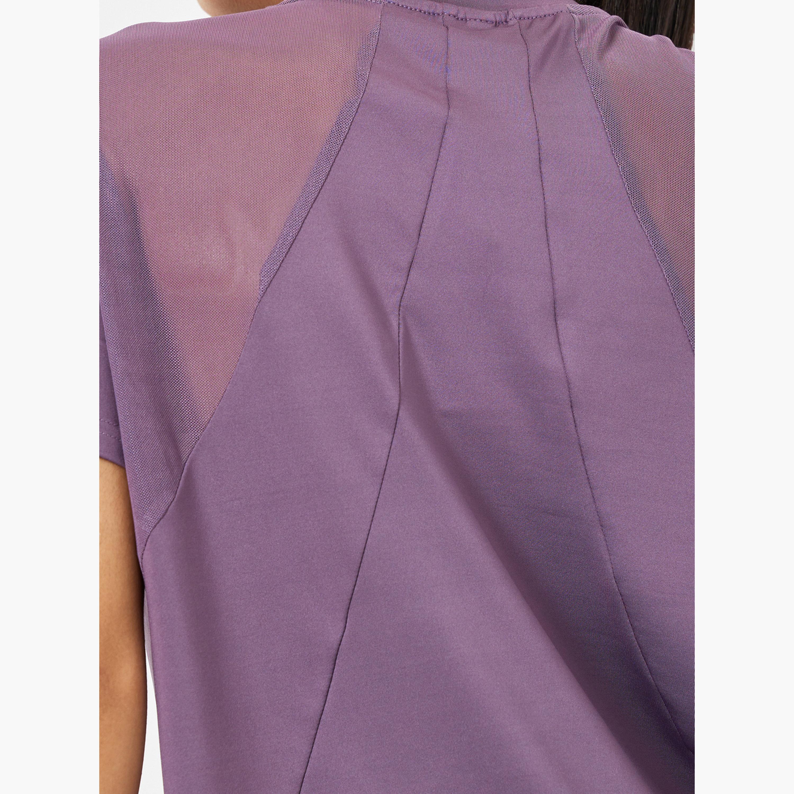 Styli Back Mesh and Seam Detail Top-women-clothing-tshirts-image-4